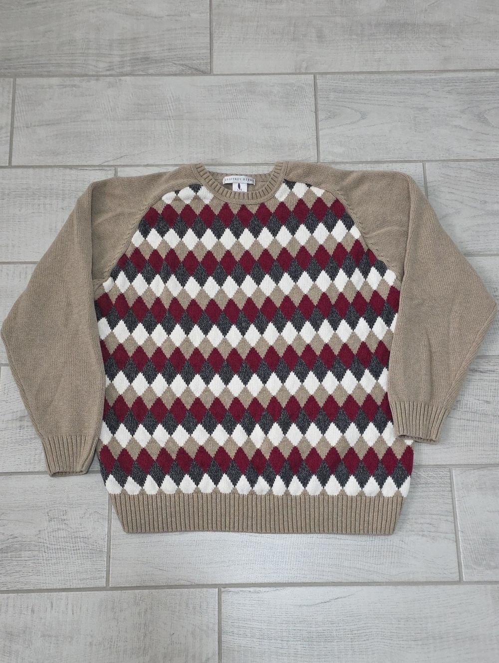 Vintage Patterned Grandpa Sweater Geoffrey Beene Men's Size Large Grunge